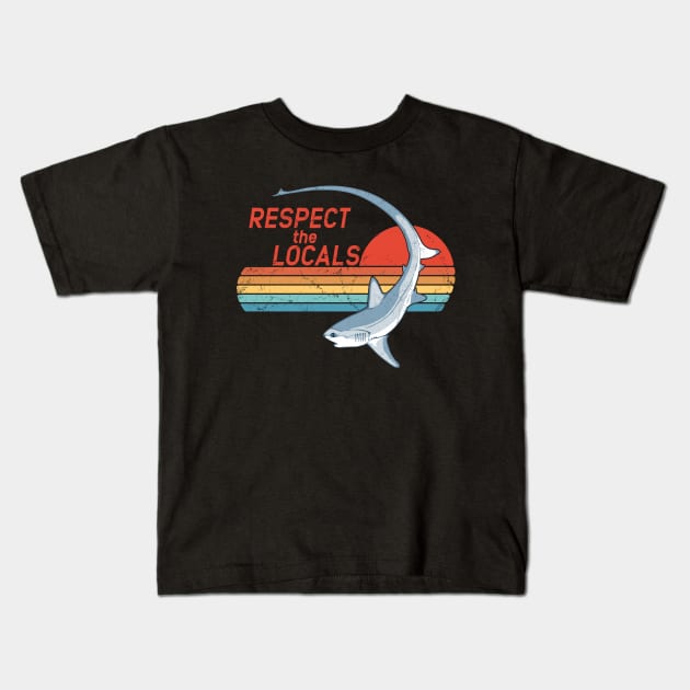 Thresher Shark Respect the Locals Kids T-Shirt by NicGrayTees